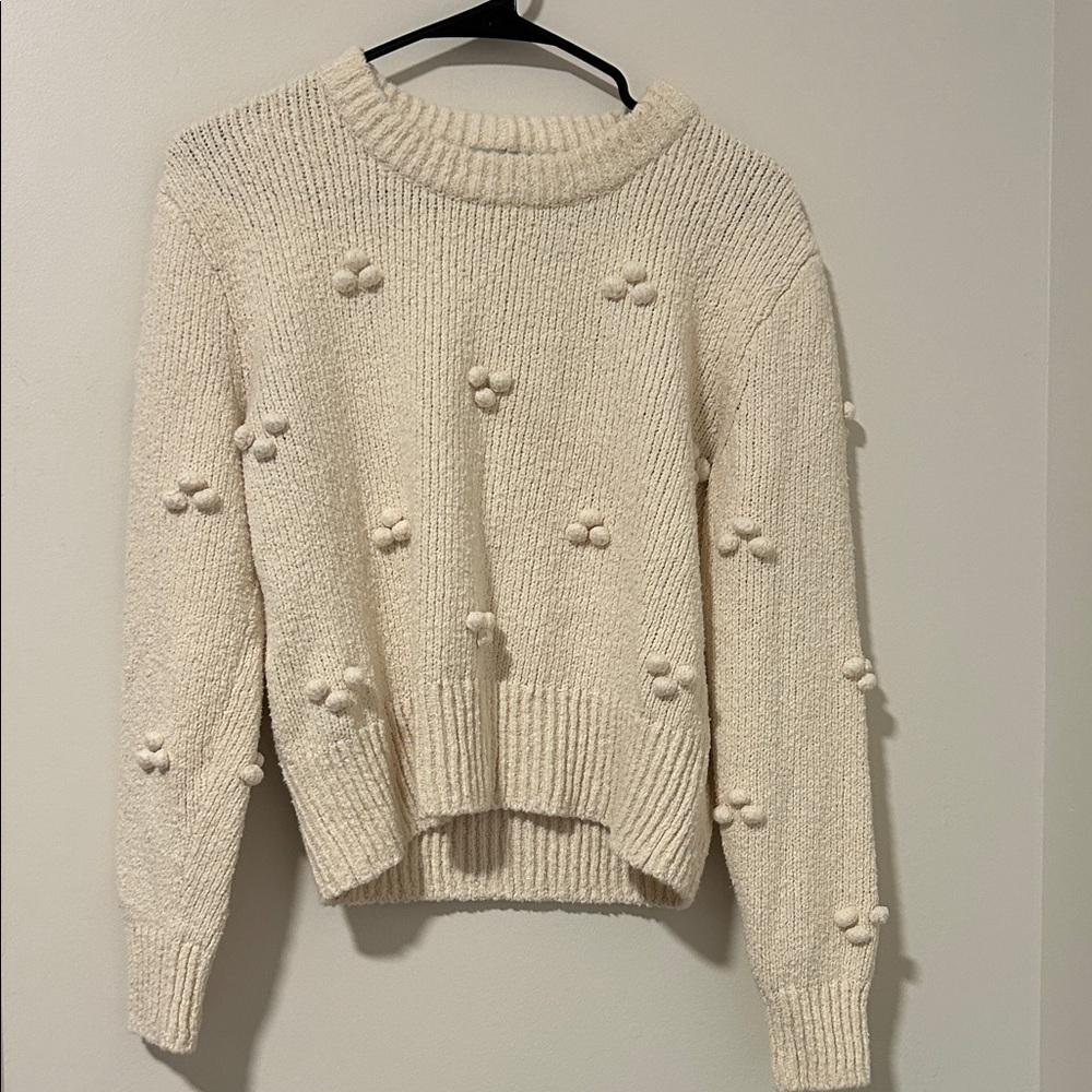 Madewell Dotted Bobble Pullover Sweater Antique Cream Cotton Size XS